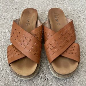 Biala Tan Crisscross Leather Sandals